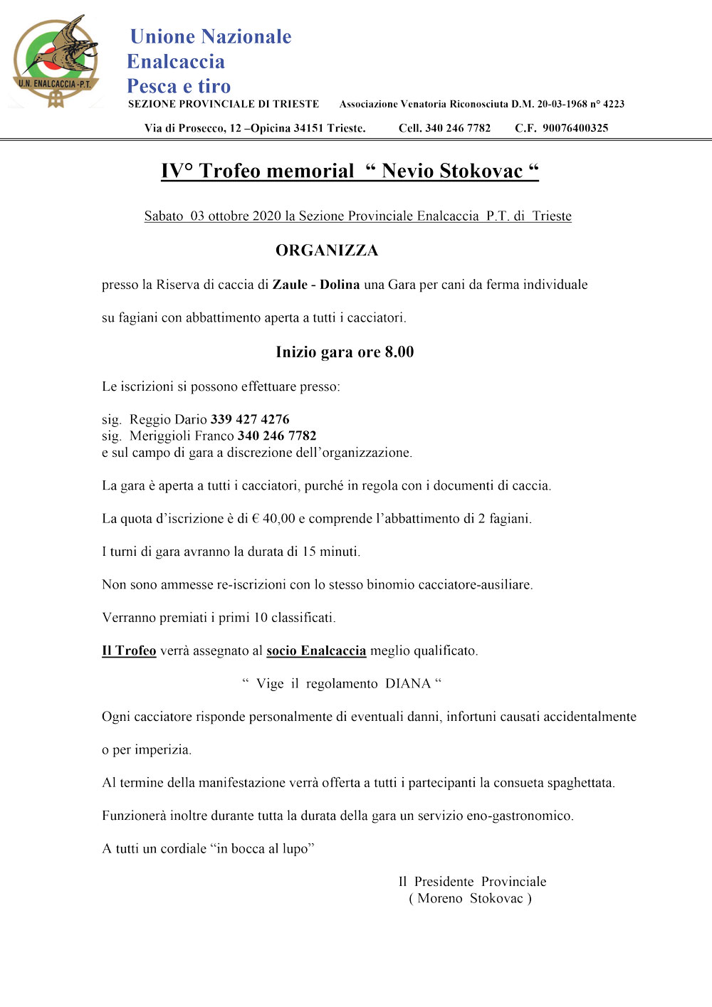 IV° Trofeo memorial “ Nevio Stokovac “